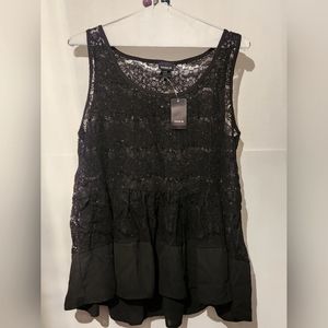 Brand New With Tags!  Torrid Lace Sheer Babydoll Tank Top!  Size 1!